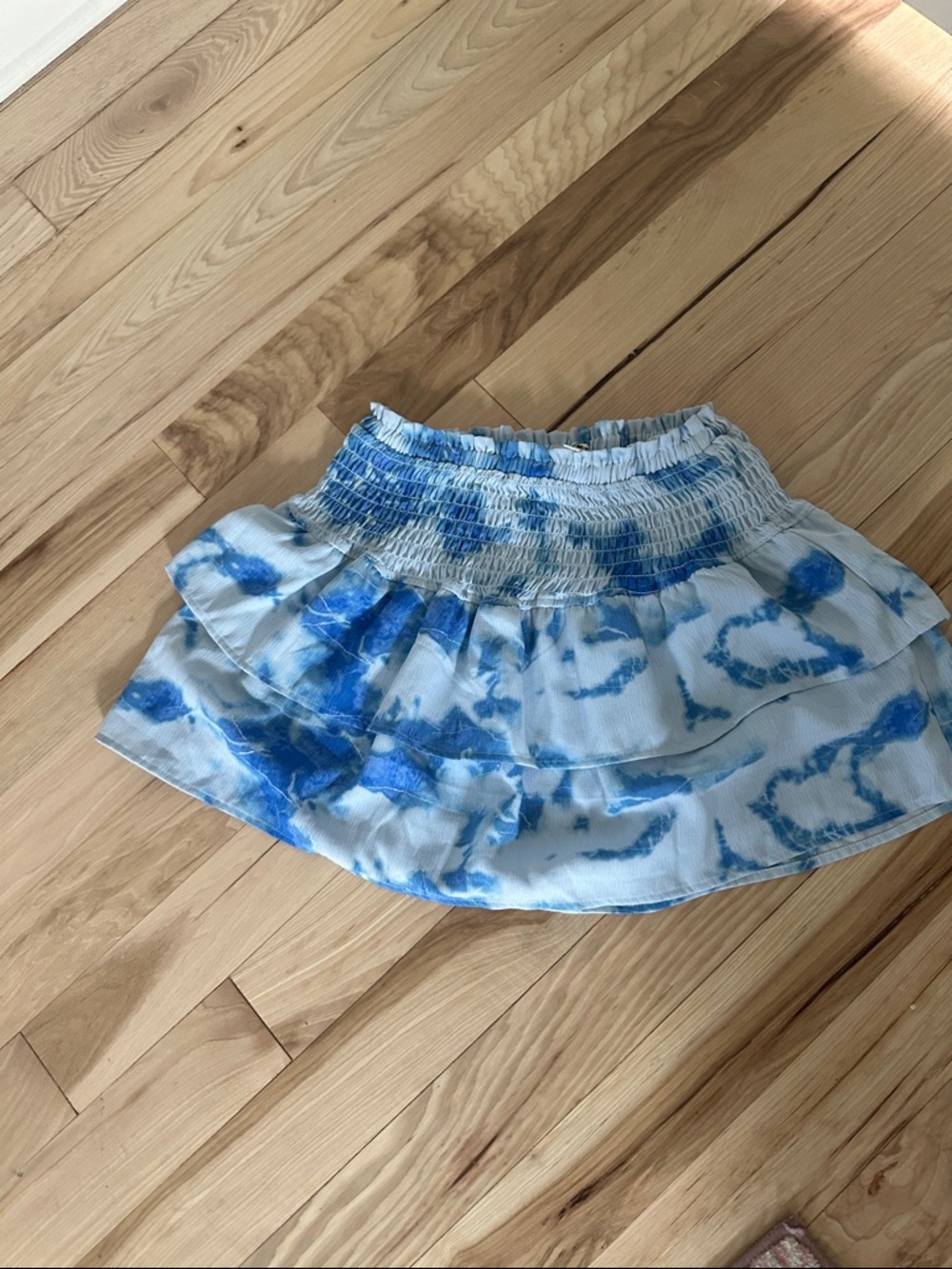 Blue tie dye ruffle skirt